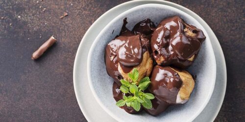 CHOCOLATE, GINGER AND ORANGE PROFITEROLES