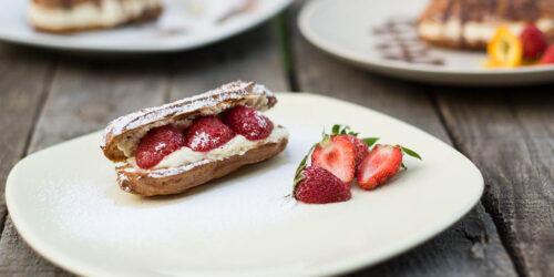 Strawberry & Thyme Cream Eclairs